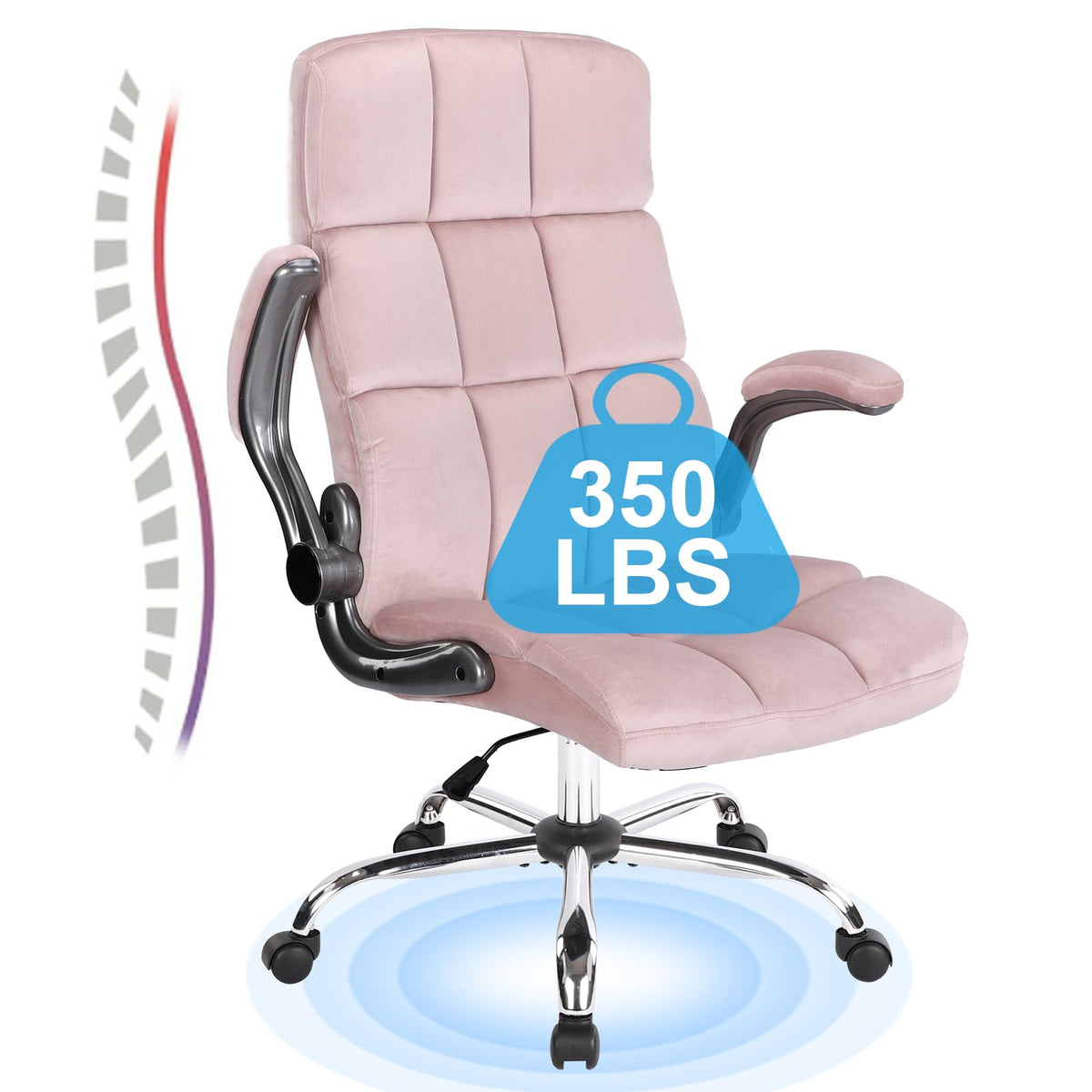Kcream Pink Office Chair Home Office Chair Ergonomic Executive Chair Frabic Computer Desk Chair, High Back Adjustable Tilt Angle