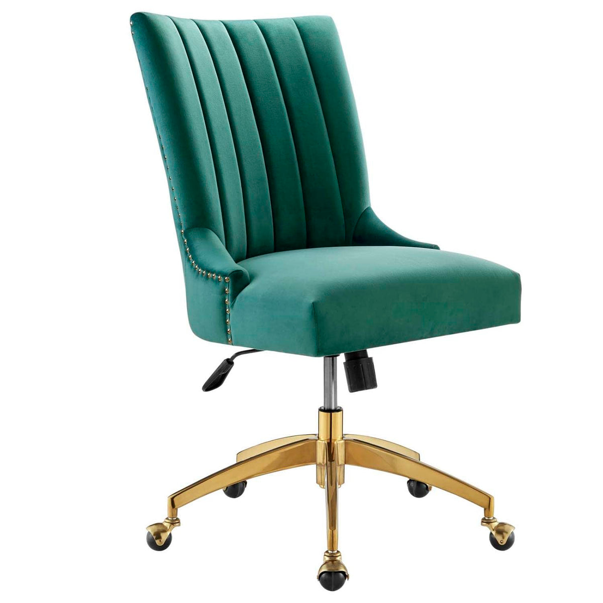 Modway EEI-4575-GLD-TEA Empower Channel Tufted Performance Velvet Office Chair, Gold Teal