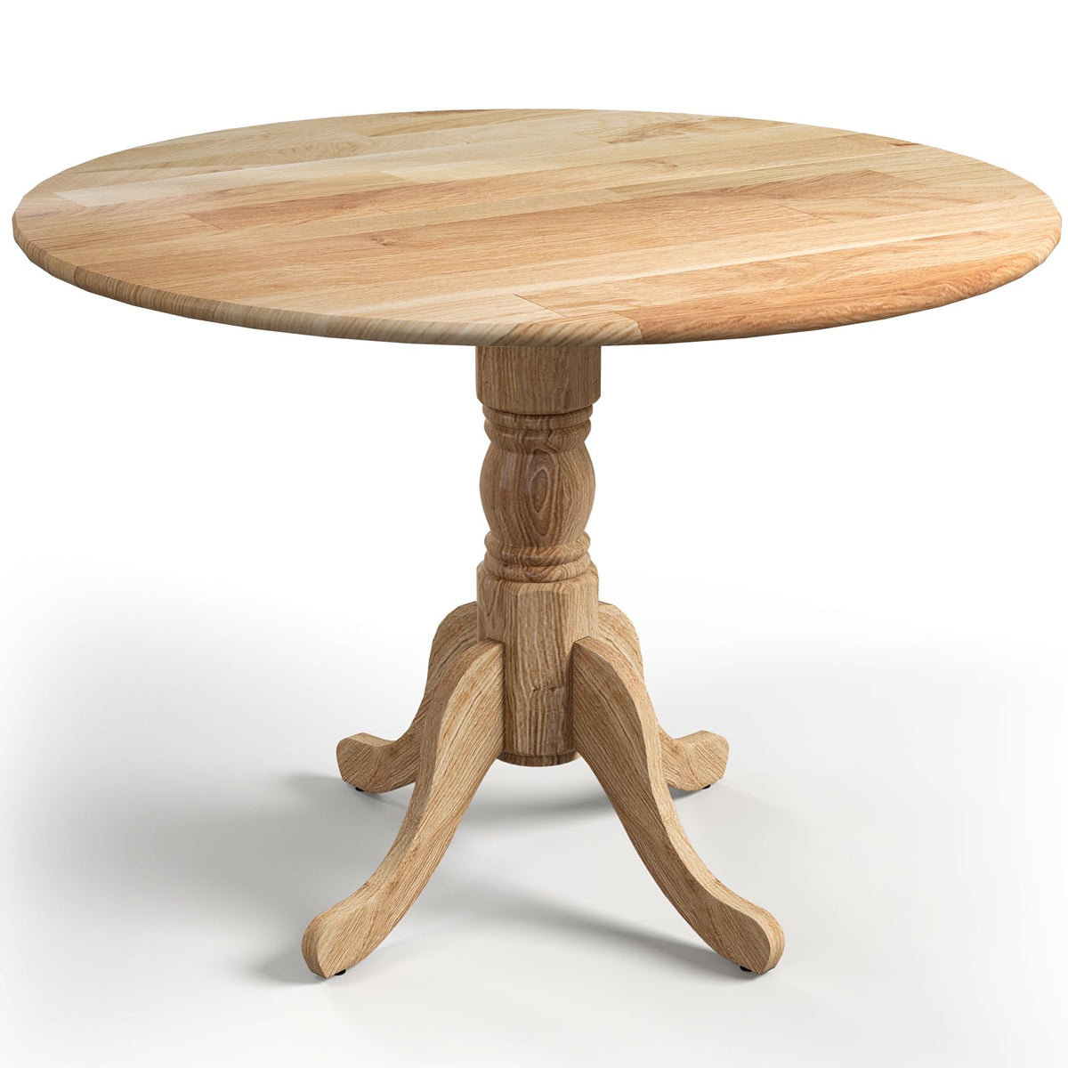 Giantex Round Dining Table, 40' D X 29' H, Rubber Wood Pedestal Table W/Round Tabletop & Curved Trestle Legs, 4-Person Dinner Table For Kitchen, Dining Room, Restaurant (Natural)