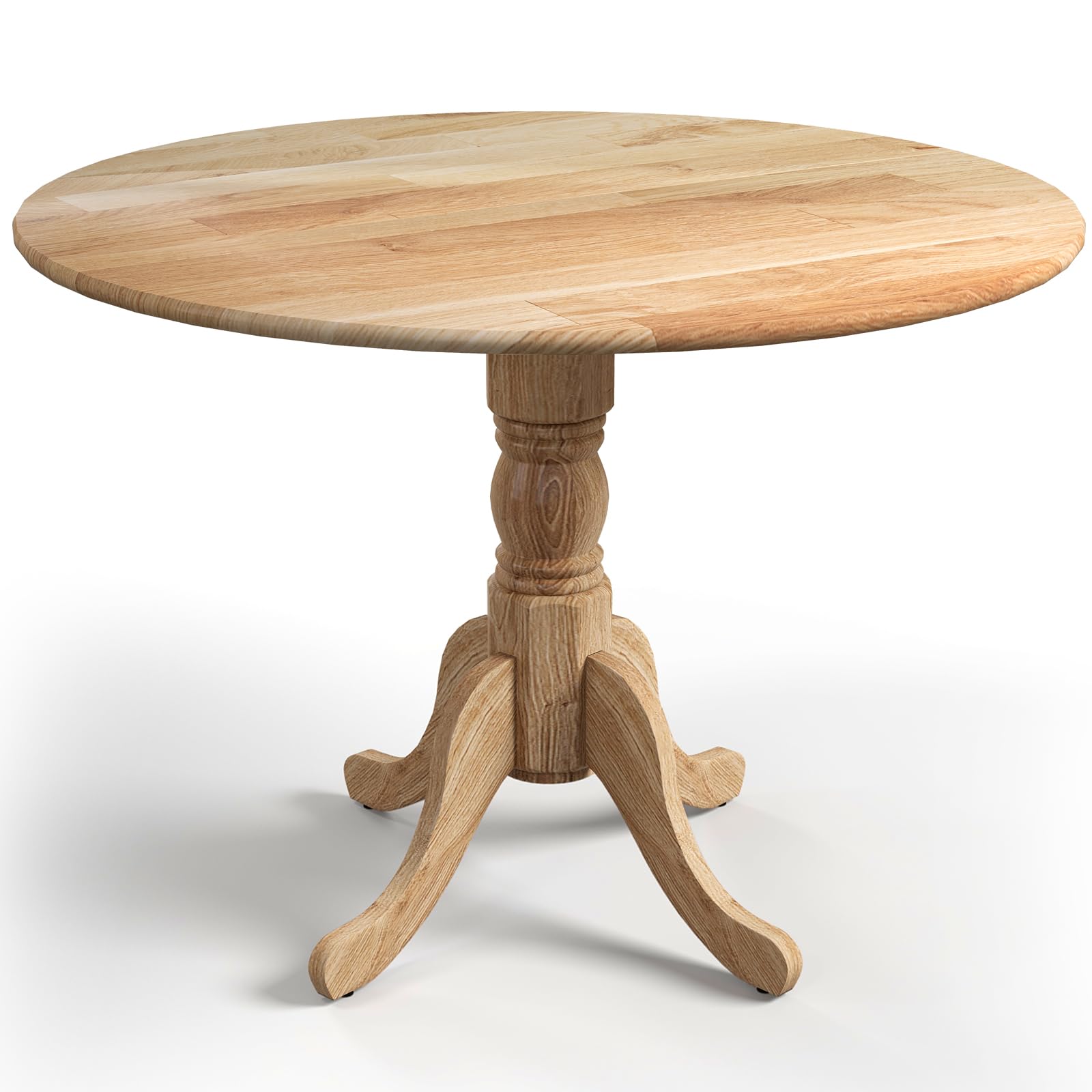Giantex Round Dining Table, 40' D X 29' H, Rubber Wood Pedestal Table W/Round Tabletop & Curved Trestle Legs, 4-Person Dinner Table For Kitchen, Dining Room, Restaurant (Natural)