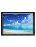 IPIC - Seaside Skywriting, Personalized Ideal Gift Custom Framed Wall Art with Names and Date, Giclee Prints with Solid Wood Fra