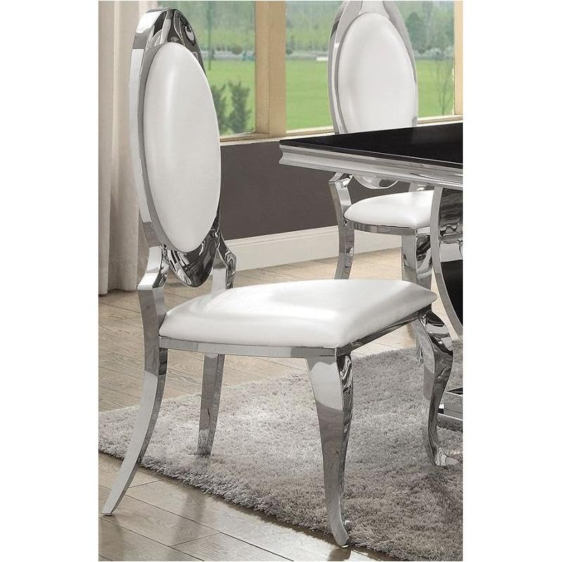 Coaster Home Furnishings Antoine Oval Back Side Chairs Cream and Chrome (Set of 2)