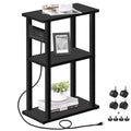 Tutotak Small Narrow Side Table With Charging Station, Skinny End Table For Small Spaces, Slim Nightstand With Usb Ports And Outlet, Sofa Beside Table With Wheels, Black Tb01Bk046