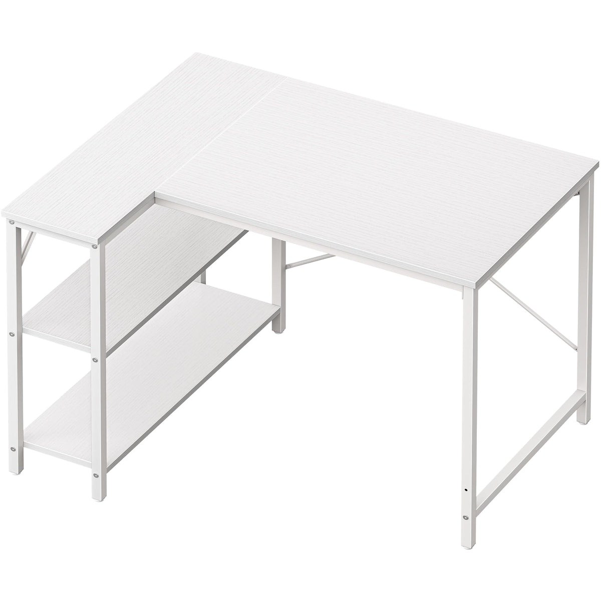 Huuger L Shaped Desk, 39 Inches Computer Desk With Reversible Storage Shelves, Gaming Desk, Corner Desk Home Office Desks, Writing Desk Study Desk With Metal Frame, White