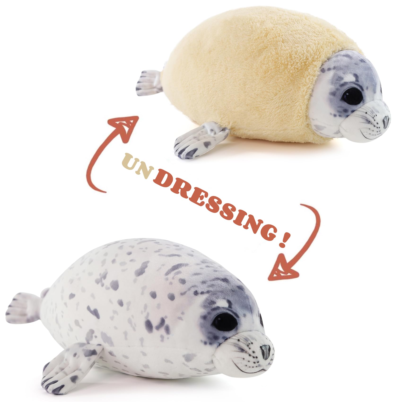 Chubby Blob Young Seal Pillow Soft Plushies, Cute Ocean Stuffed Animals Plush Toy, Room Decor,Throw Pillow Doll Big Plush Toys G