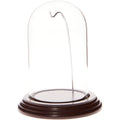 Plymor 3 x 5 Watch Glass Display Dome Cloche (Dark Mahogany Veneer Base & Silver Wire)