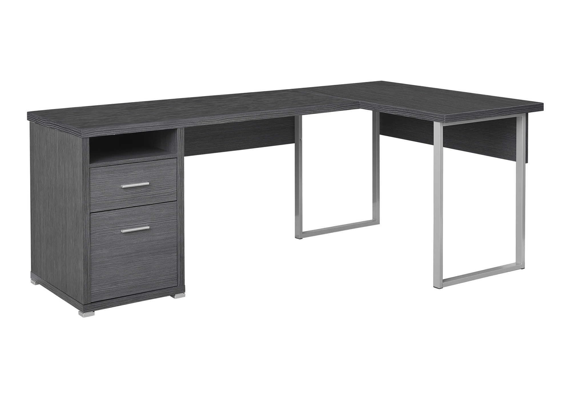 Monarch Specialties I 7257 Computer Desk, Home Office, Corner, Left, Right Set-Up, Storage Drawers, 80&quot;L, L Shape, Work, Laptop, Metal, Laminate, Grey