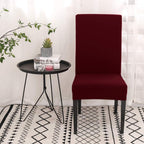 Jqinhome 6 Pcs Dining Chair Slipcover,High Stretch Removable Washable Chair Seat Protector Cover For Home Party Hotel Wedding Ceremony (Burgundy)