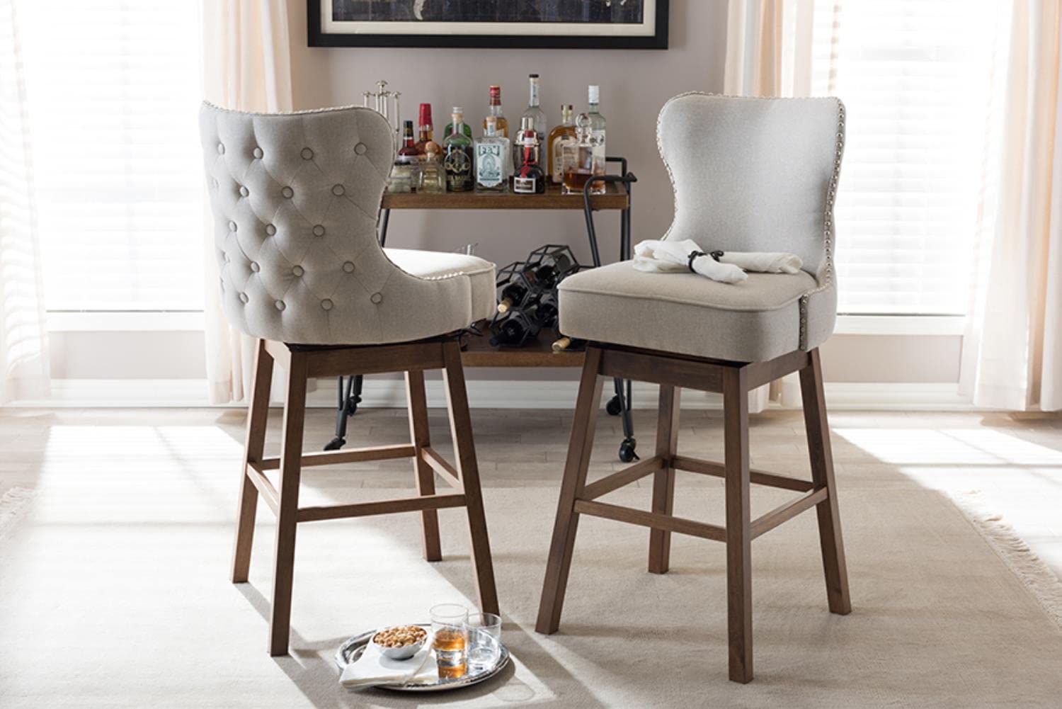 Gradisca Swivel Barstool in Light Beige (only 1 chair )