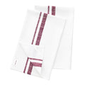 Solino Home Linen Kitchen Towels Set of 2 - Burgundy and White 17 x 26 Inch - 100% Pure Linen French Stripe Kitchen/Tea Towels -