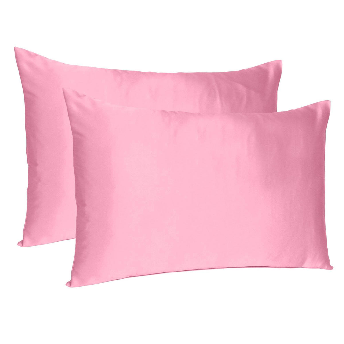 HomeRoots Pink Rose Dreamy Set of 2 Silky Satin Standard Pillowcases