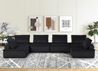 Lilola Home Anna Black Velvet 6-Seater U-Shape Modular Sectional Sofa