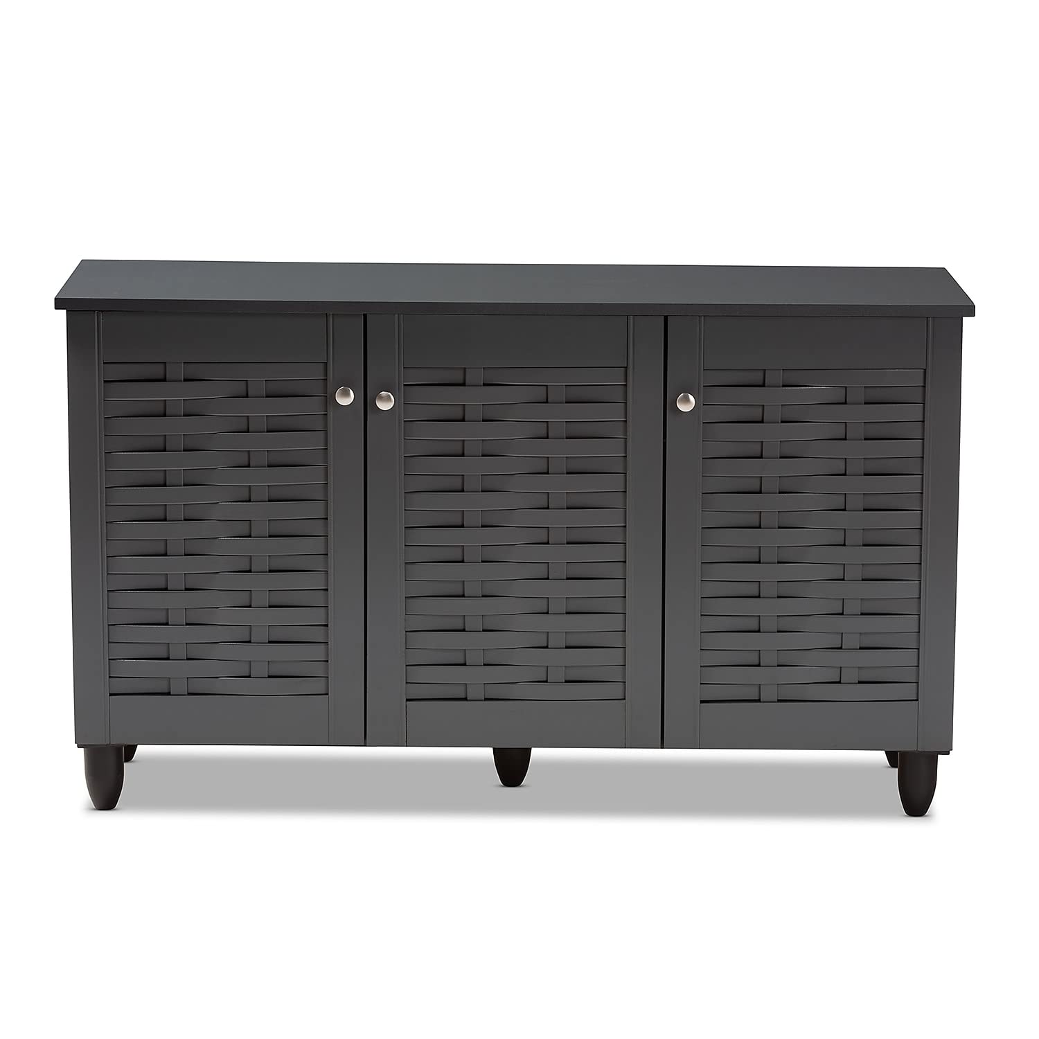 Baxton Studio Winda 3-Door Shoe Storage Cabinet, Dark Gray (152-9167-HiT)