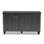 Baxton Studio Winda 3-Door Shoe Storage Cabinet, Dark Gray (152-9167-HiT)