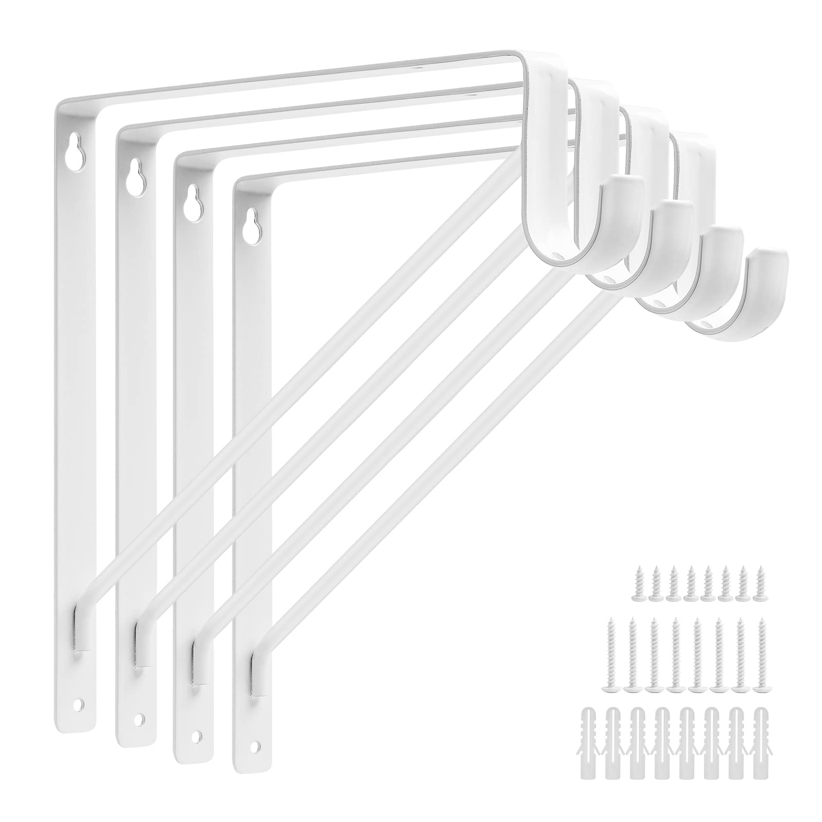 4PCS Heavy Duty Wall Closet Rod Brackets 11 x 11 Inch, 1-3/8Inch Diameter Shelf and Rod Bracket Holder for Home and Closet Decor