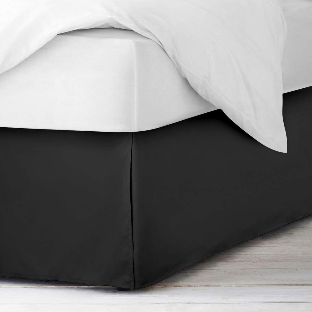 Nestl Bedding Double Brushed Microfiber Dust Ruffle, 14-Inch Tailored Drop Pleated Twin Bed-Skirt, Black