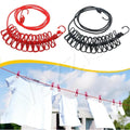 Cloth Drying Rope With Hooks (Pack Of 2) Elastic Cloth Hanging Rope For Cloth Drying With 12 Clips Cloth Rope For Drying Clothes