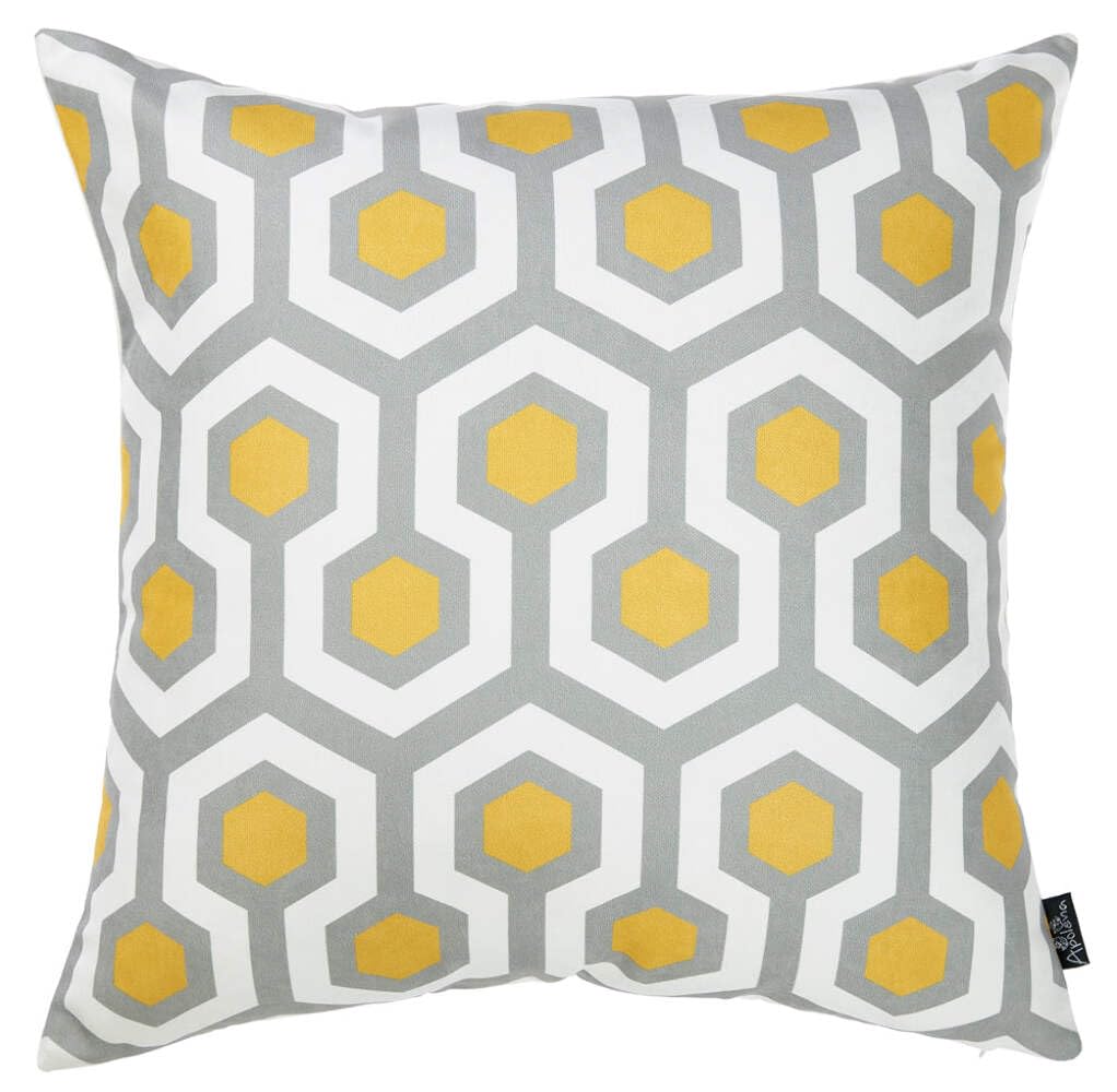 HomeRoots Multi Polyester 18'x18' Geometric Circuit Decorative Throw Pillow Cover Printed