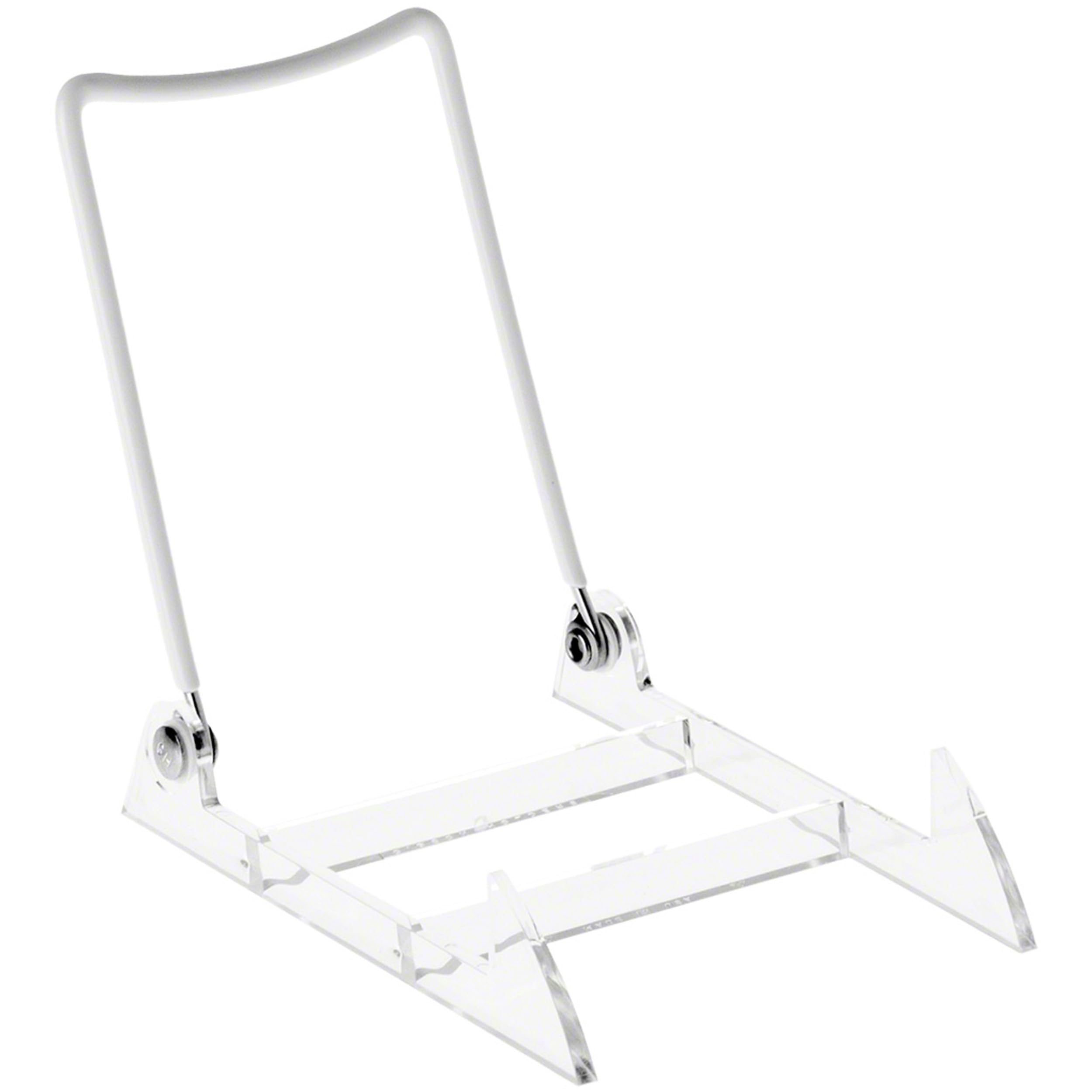 GIBSON HOLDERS 3PL Adjustable White Wire and Clear Acrylic Display Easel, 4 W x 5.5 D x 5.5 H, Pack of 6