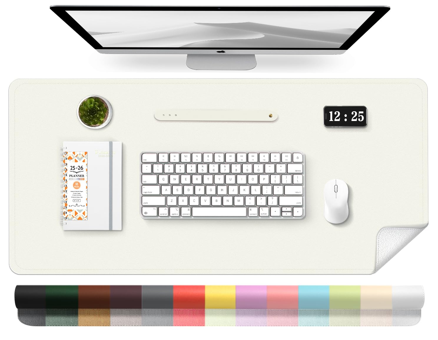 Leather Desk Pad Protector, 39.4 ' ' X 17 ' ' Large Mouse Pad, Office Desk Mat, Non-Slip Pu Leather & Suede Base Desk Blotter, L