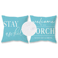 Tajwe Blue Outdoor Pillow Covers Waterproof 16X16 Set Of 2 Welcome To Our Porch Stay Awhile Cushion Cases For Patio Furniture So