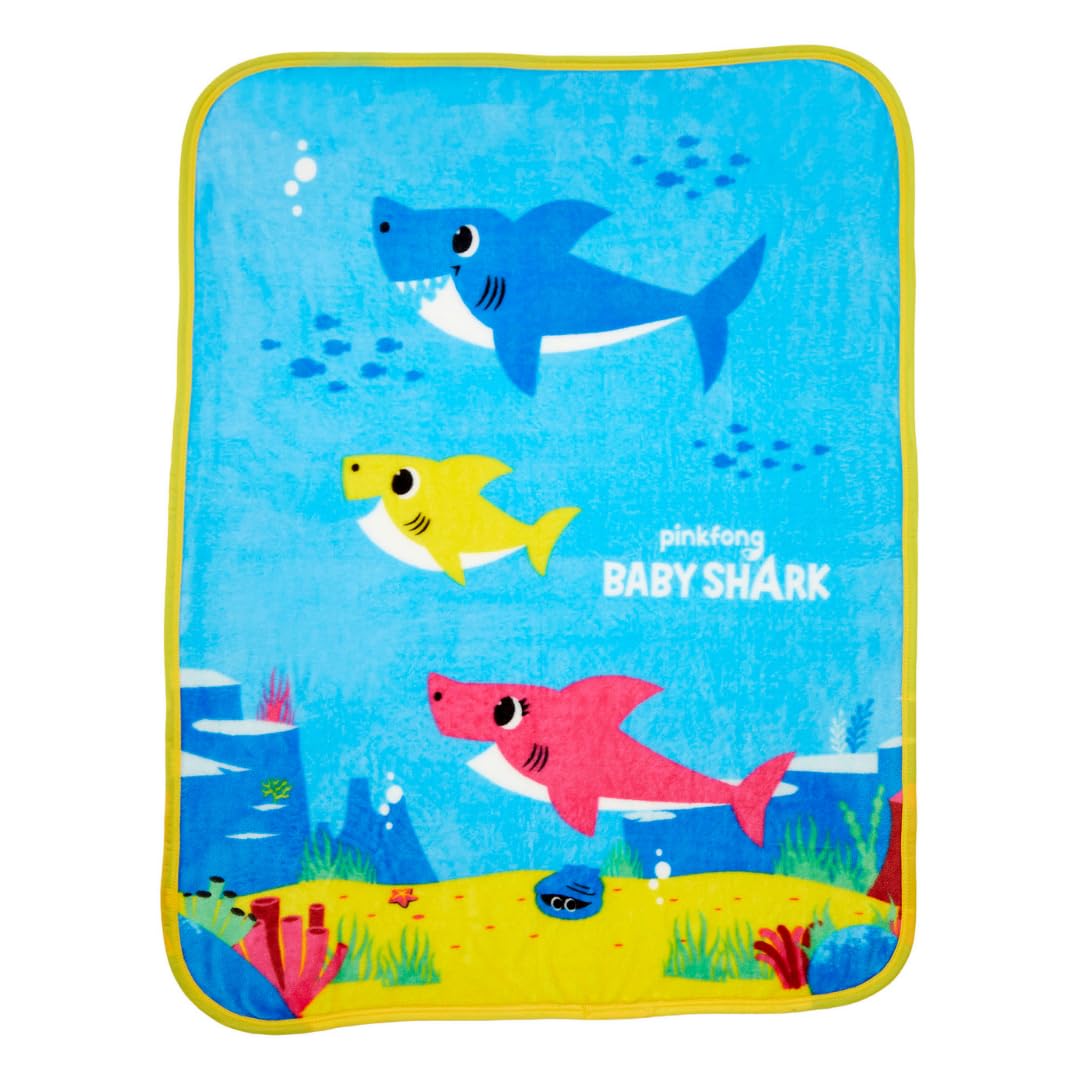 Franco Baby Shark Kids Bedding Super Soft Silk Touch Throw, 40 In X 50 In, (Official Licensed Product)