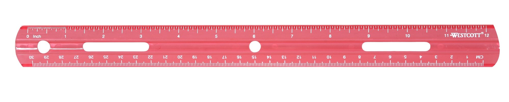 Westcott Plastic Ruler, 12 Inches/30 Centimeters, Red (16016)