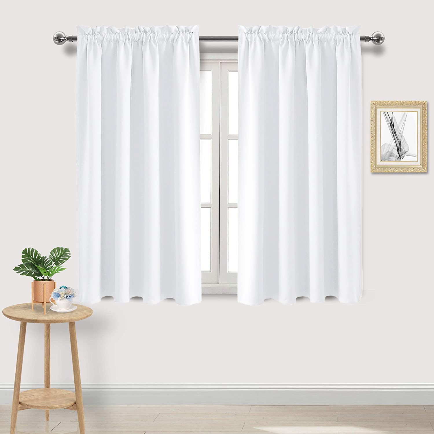 Dwcn White Curtains For Living Room Thermal Insulated, 50% Light Blocking Curtains For Bedroom, Dining Room Window, W 52X L 54 I