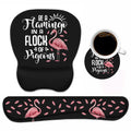 Mouse Pad Wrist Support And Keyboard Wrist Rest Set With Coasters, Inspirational Quote Be A Flamingo In A Flock Pigeons With Non
