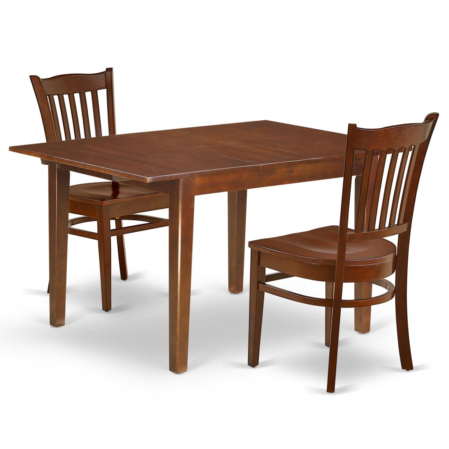 East West Furniture Mlgr3-Mah-W Milan 3 Piece Room Furniture Set Contains A Rectangle Kitchen Table With Butterfly Leaf And 2 Dining Chairs, 36X54 Inch