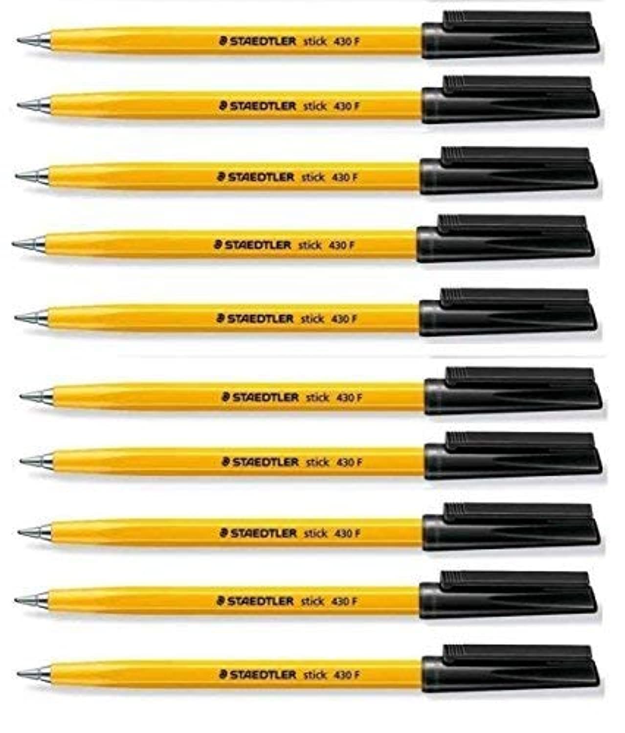 Staedtler Stick 430 Fine Ballpoint Pen 0.3Mm Black Regular Ink Flow (Pack Of 10)