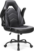 Sweetcrispy Computer Gaming Desk Chair - Ergonomic PU Leather with Comfy Lumbar Support, Height Adjustable Rolling Desk with Fli