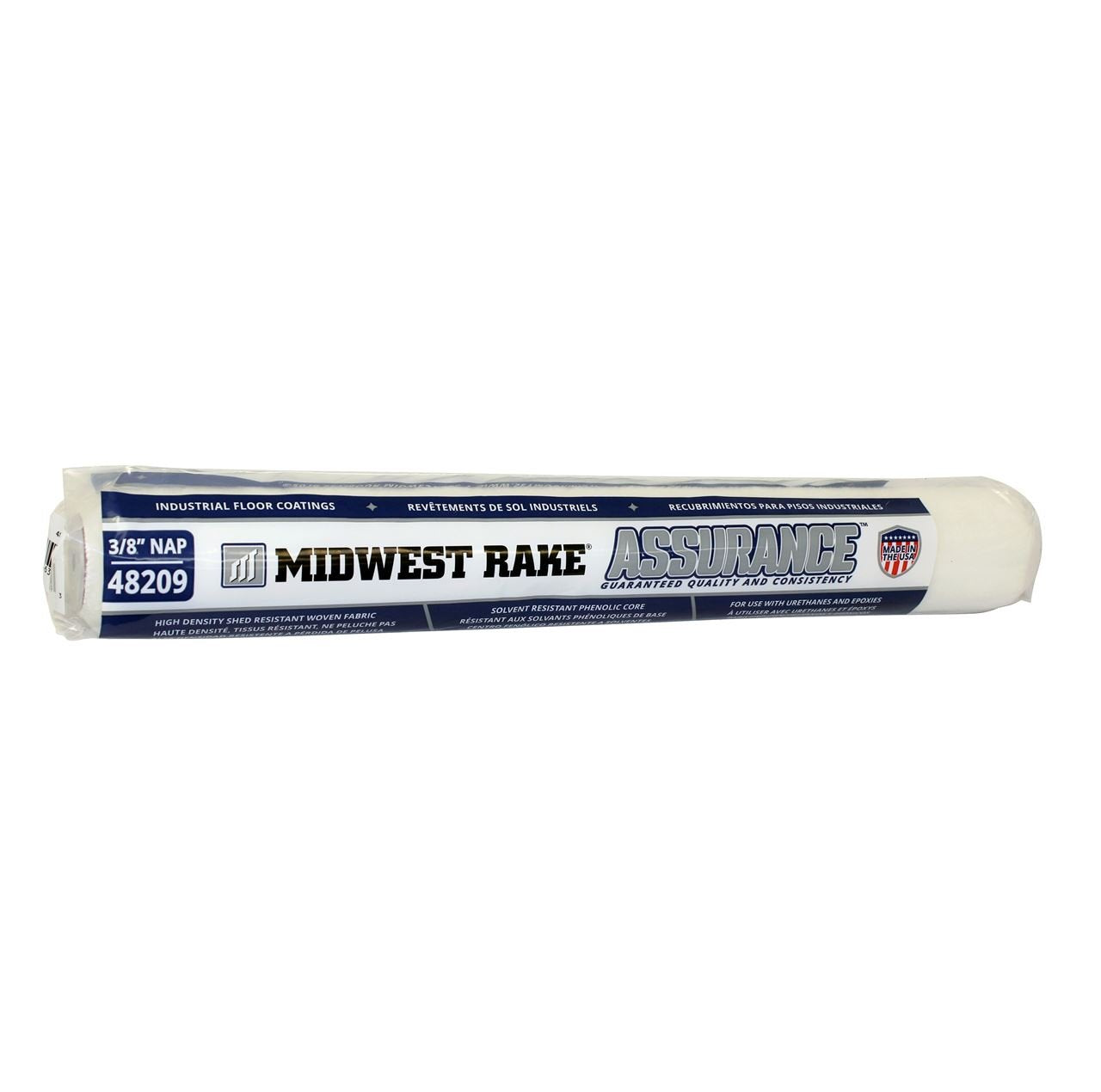 Midwest Rake 48209 Assurance 18' Pro-Grade Woven Shed-Resistant Roller Cover With End Caps, 3/8' Nap