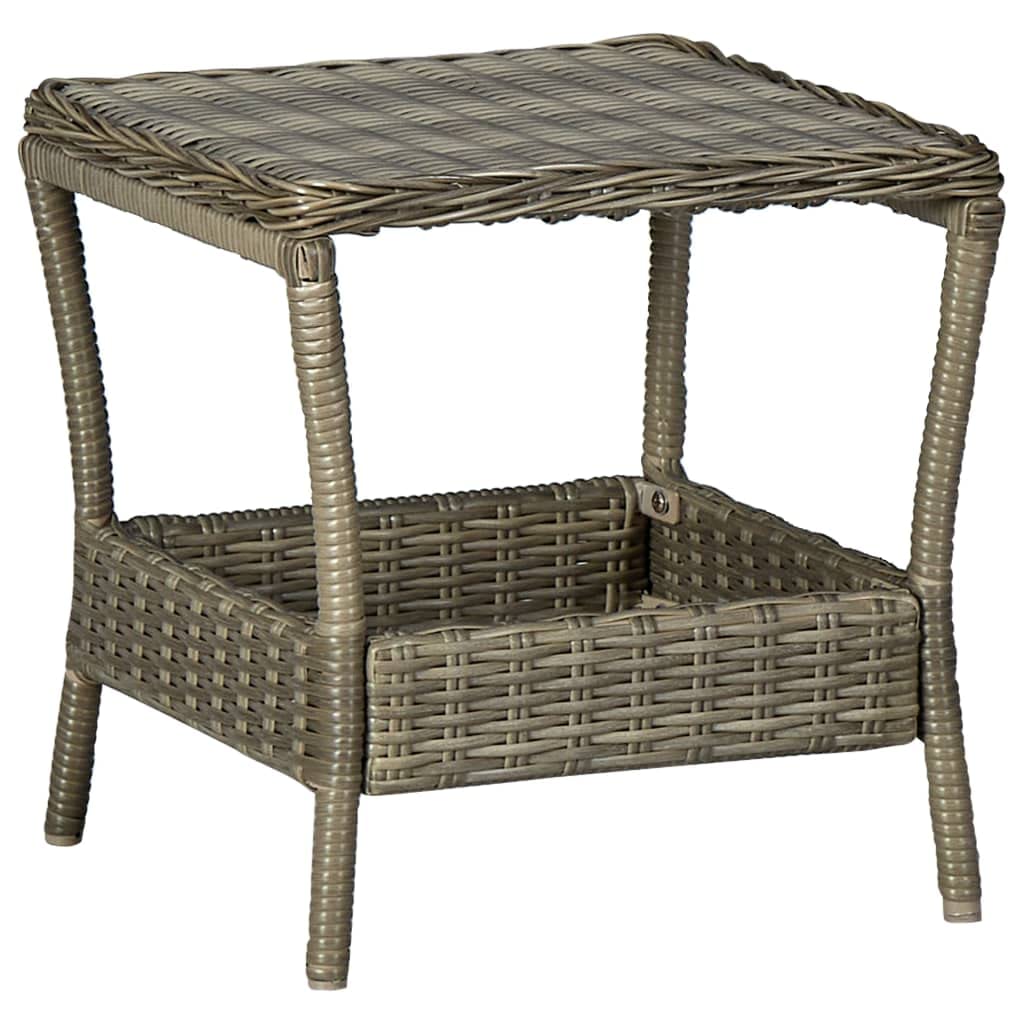 vidaXL Square Brown Patio Table - Heavy Duty Poly Rattan, Steel Frame Outdoor Side Table with Robust Construction & Modern Design