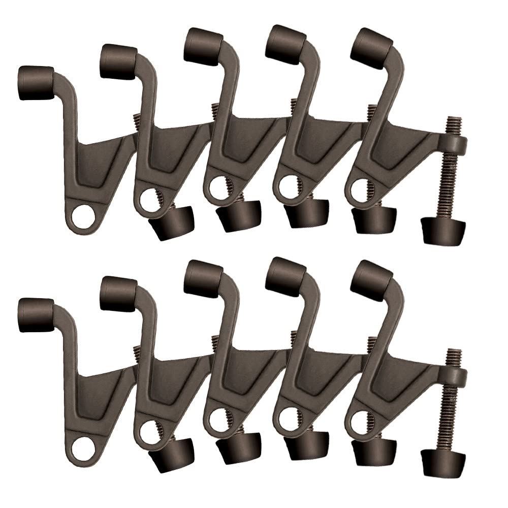 Design House 181867 Jumbo Hinge Pin Door Stop Wall Protector W/Rubber Tip Adjustable Door Stoppers, Oil Rubbed Bronze, 10-Pack