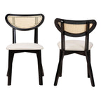 Baxton Studio Dannell Mid-Century Fabric Dining Chair, Cream/Black/Light Brown, 2/Set (236-2P-13298-HT)
