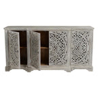 Kosas Home Aurora 4-Door Transitional Mango Wood Sideboard in Gray