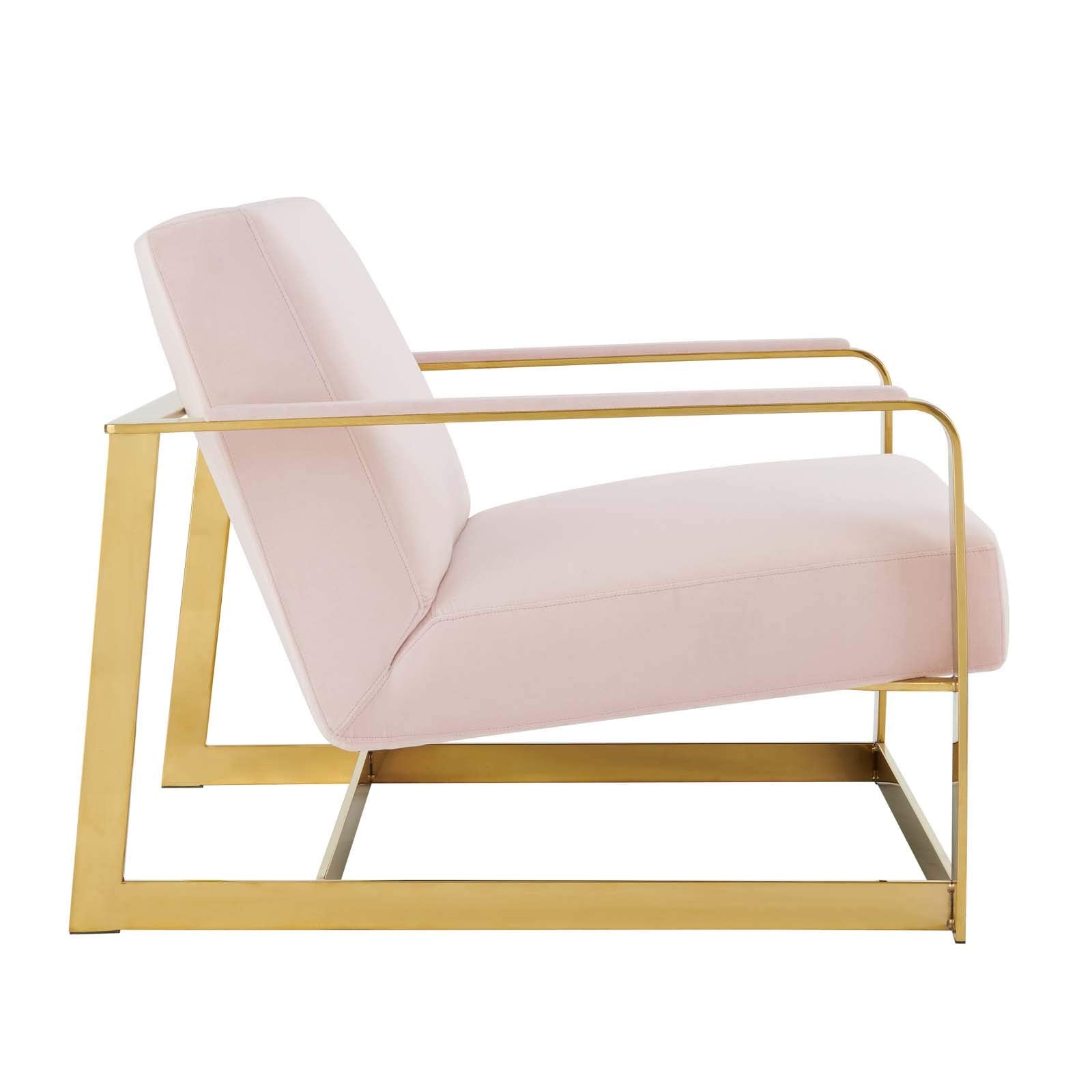 Modway Seg Performance Velvet Accent Chair, Gold Pink