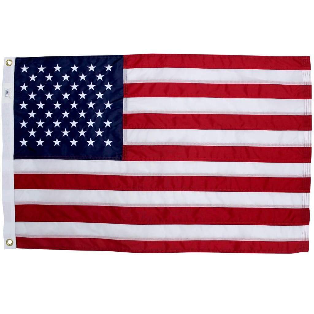 2X3 Ft American Flag  100% Made In Usa  Us Flag In Heavy Duty Outdoor Nylon - Uv Fade Resistant - Premium Embroidered Stars, Sew