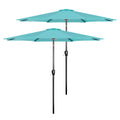 Yssoa 2 Pack 9' Patio Umbrella Outdoor Table Market Yard Umbrella With 8 Sturdy Ribs, Turquoise