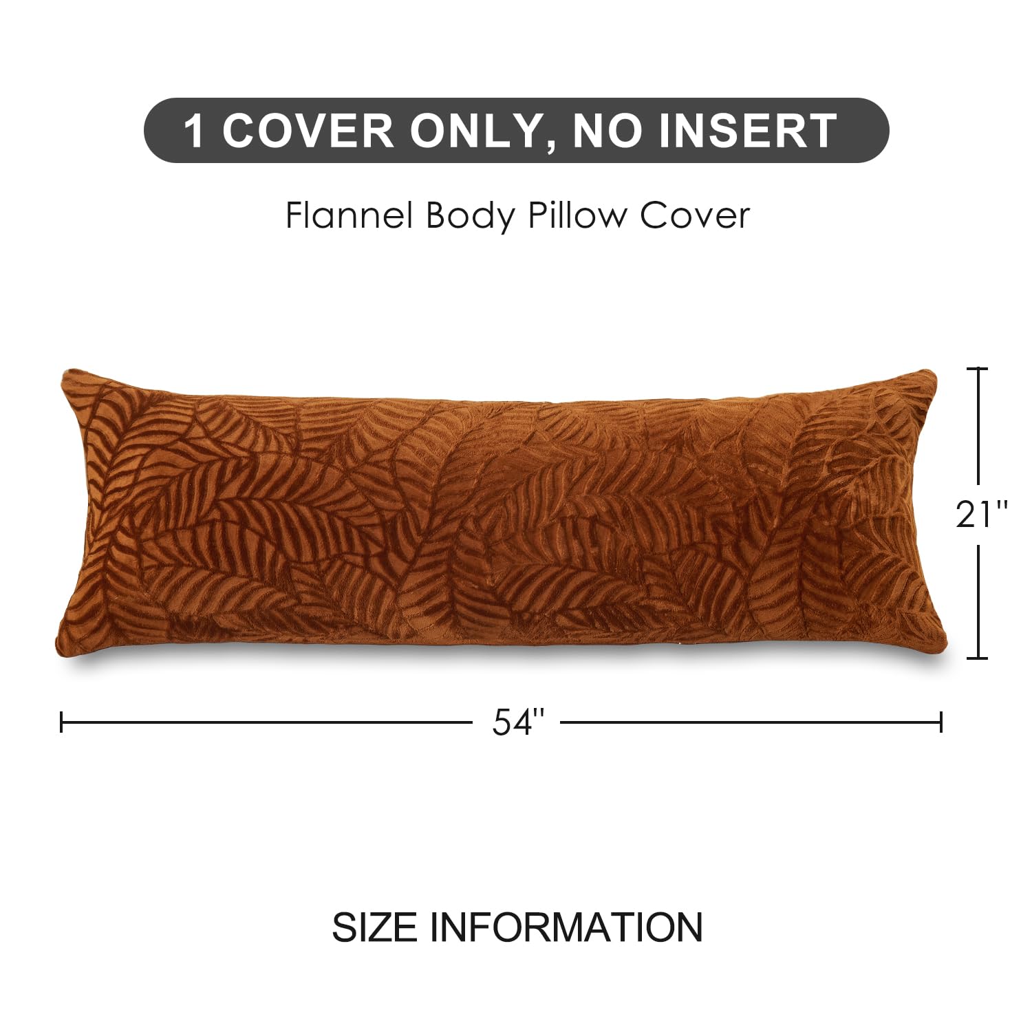 Sochow Fall Body Pillow Cover 21X54 Inches, Super Soft And Cozy Leaves Textured Fleece Long Body Pillowcase With Zipper Closure,