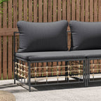 vidaXL Patio Middle Sofa with Dark Gray Cushions in Anthracite, Weather Resistant PE Rattan and Powder-Coated Steel, Modular and Contemporary Design with Comfortable Thick Cushions for Outdoor Use