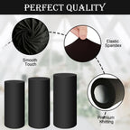 Saitimade Set Of 3 - Black Cylinder Pedestal Stand Covers, Flexible Cylinder Stand Covers For Party, Wedding Or Birthday Event D
