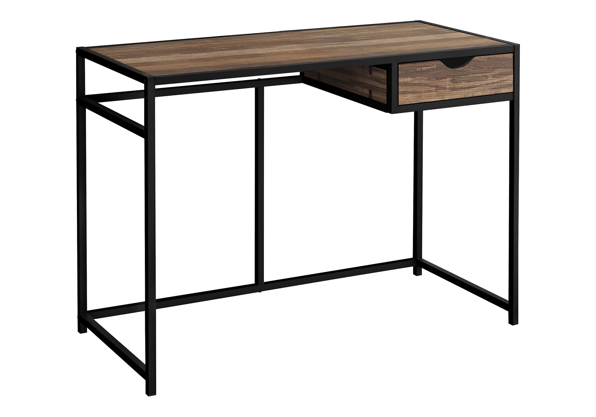 Monarch Specialties I 7574 Computer Desk, Home Office, Laptop, Storage Drawer, 42' L, Work, Metal, Laminate, Brown, Black, Contemporary, Modern
