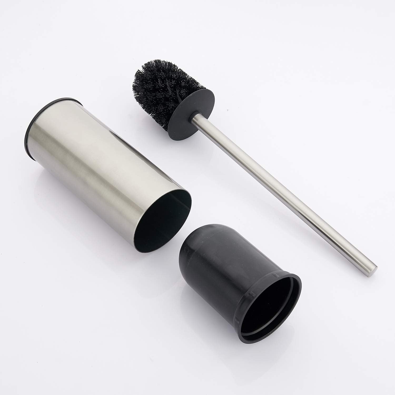 BGL Brushed Nickel Toilet Brush Holder - Freestanding Stainless Steel 304 Round Toilet Bowl Brush for Bathroom Decor