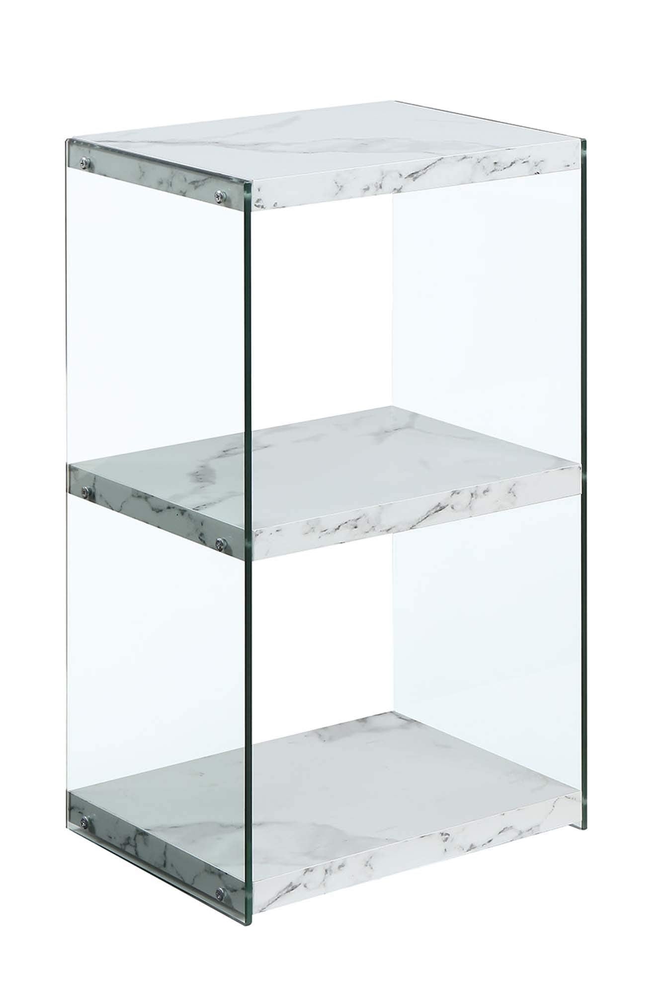 Convenience Concepts SoHo 3 Tier Tower Bookcase, White Faux Marble