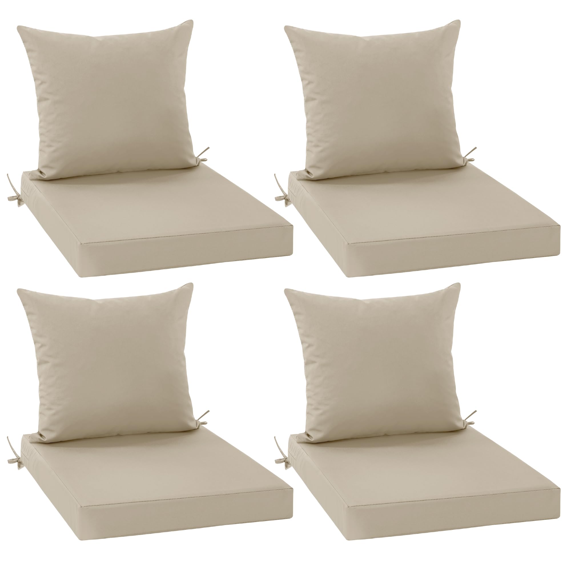 Summsun Patio Chair Cushions 22 X 22 Inch, Water Resistant Backrest Pillow And Seat Cushion Set For Outdoor Furniture, Sectional