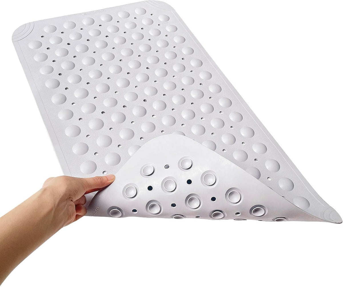 TRIVYOM Bathroom Floor Mat PVC Rubber Shower Bathtub Mat || Bath Mat with a Drain Hole and Suction Cups to Keep Floor Clean || N