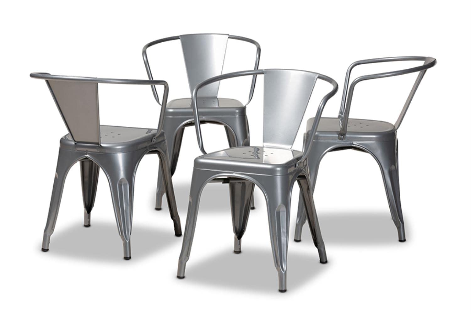 Baxton Studio Ryland Grey Finished Metal Dining Chair (Set of 4)