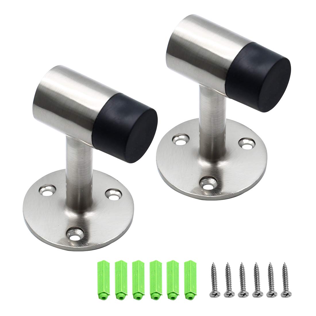 Phituoda 3 Inch / 75Mm Heavy Duty Floor Stop, Door Stopper Stainless Steel Brushed Nickel - Pack Of 2